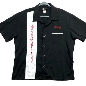 Graceland Elvis Shirt Mens Large Black Short Sleeve Musical Buttons Metal Guitar